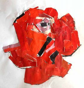 collage de una rosa realizada por un alumno del Taller de Arte Online