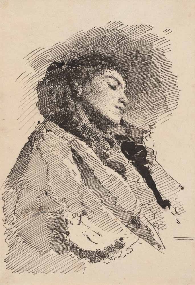 Técnica de rayado o achurado en un dibujo de Paolo Vetri